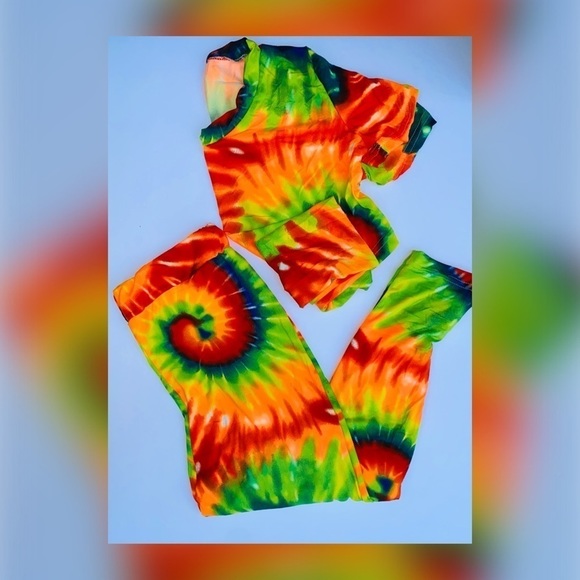 Tye-Dye Matching Set [Orange Blue Green] - Picture 5 of 13